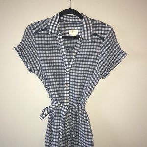 Anthropologie Maeve Blue Gingham Ruffled Dress